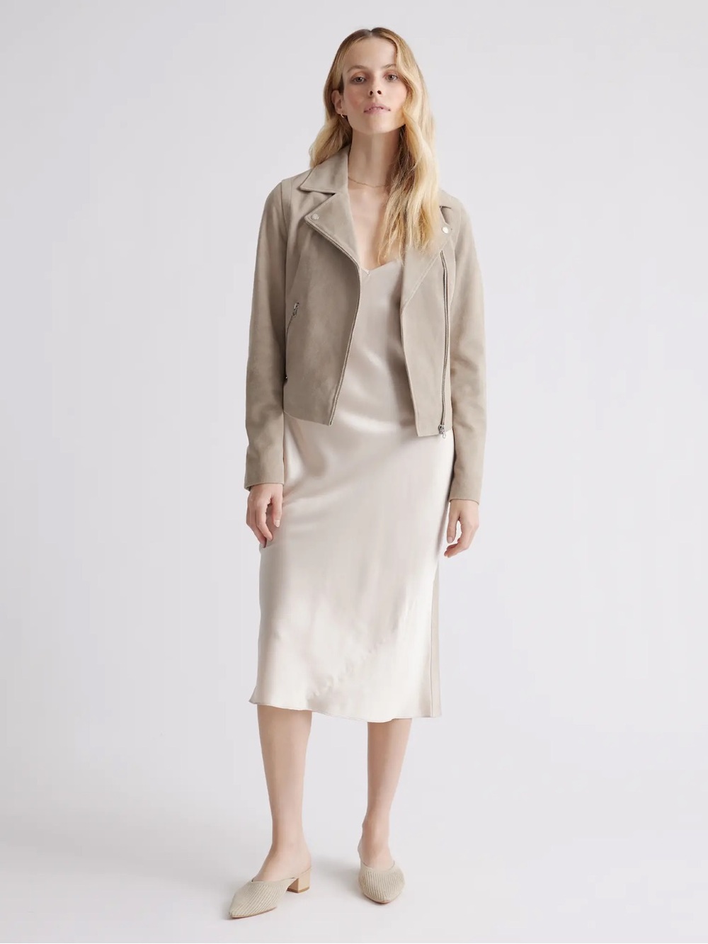 Quince 100% Washable Silk Midi Slip Dress Champagne size M - Picture 5 of 13